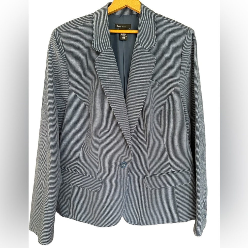 Lane Bryant Blue Pinstripe Blazer